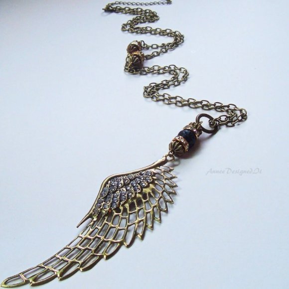 Hand Designed Angel Wing Necklace - Picture 2 of 3